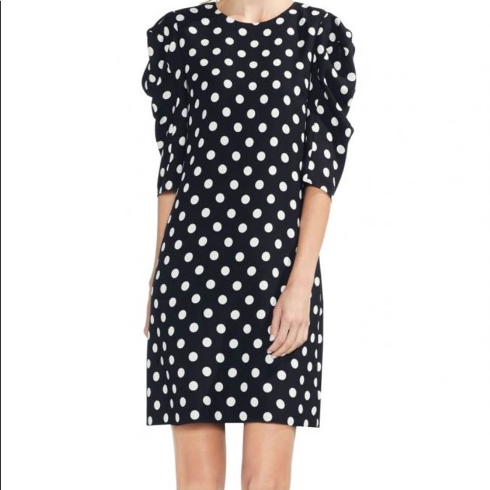 Vince Camuto Polka Dot Puff Shoulder Dress Sz 0